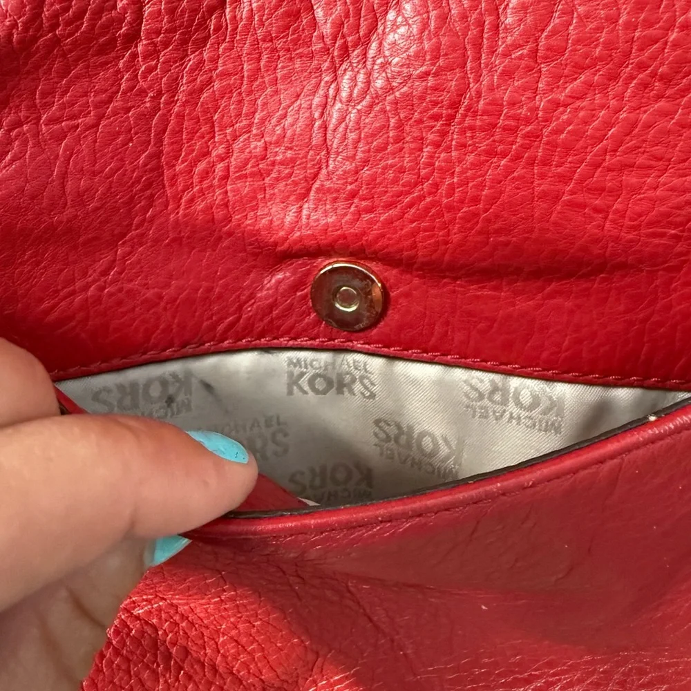 Michael Kors Red Studded Leather Shoulder and Crossbody Bag